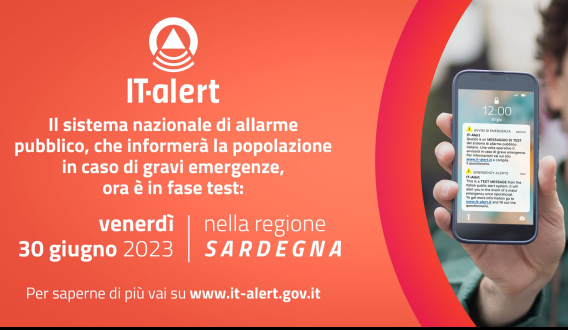 IT-alert: sperimentazione allarme pubblico il 30 giugno in Sardegna