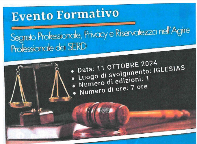 SERD: corso su Segreto professionale, privacy e riservatezza SERD: corso su Segreto professionale, privacy e riservatezza