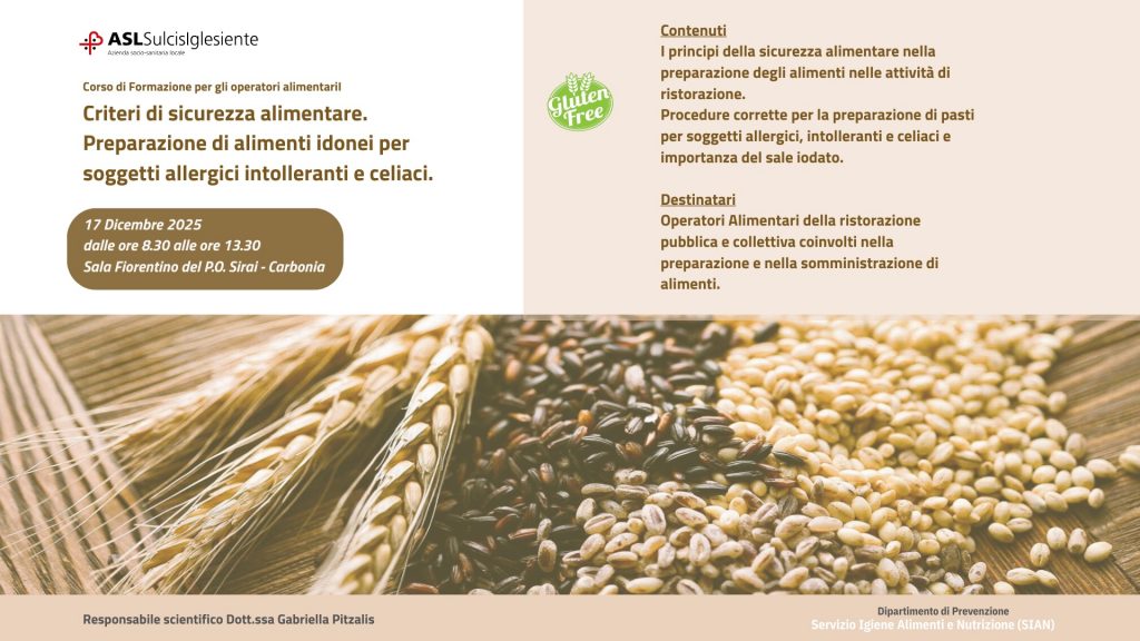 Celiachia: un corso per operatori della ristorazione collettiva